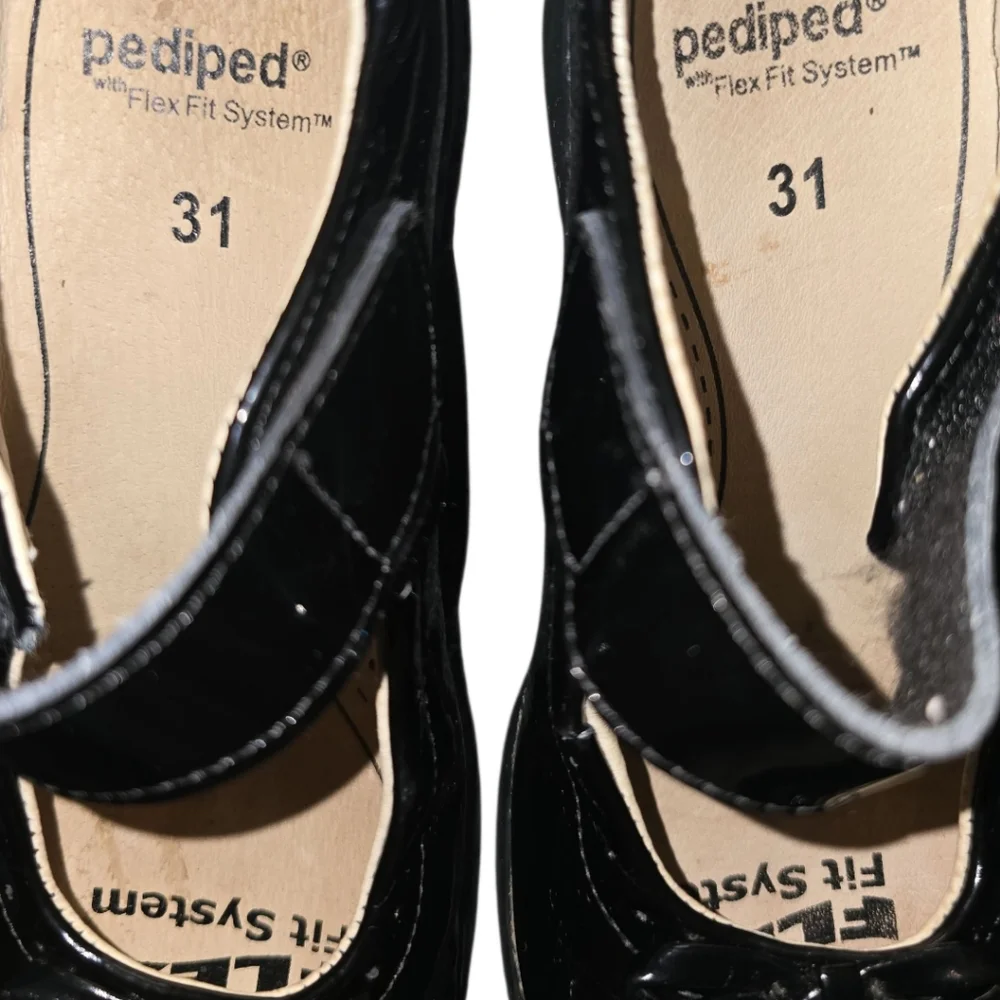 Pediped Flex Black Isabella Mary Jane Flats Girls Size 31 And 26